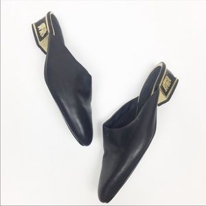 Vintage | Black Elephant Heel Minimalist Mules